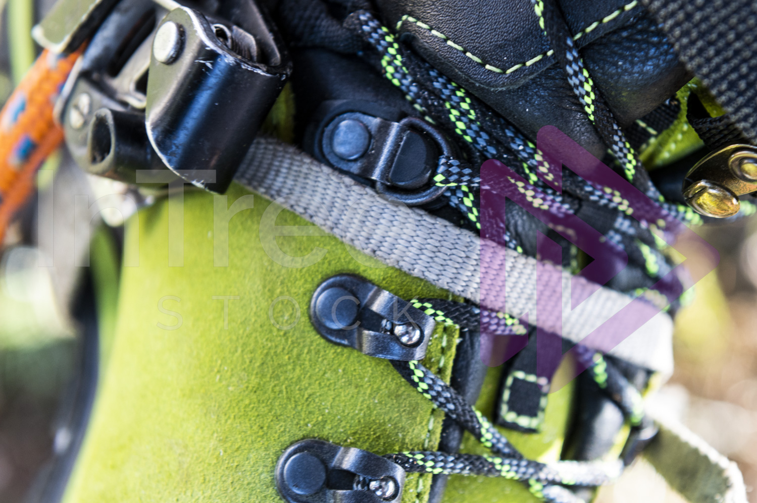 Laces and foot ascender close up