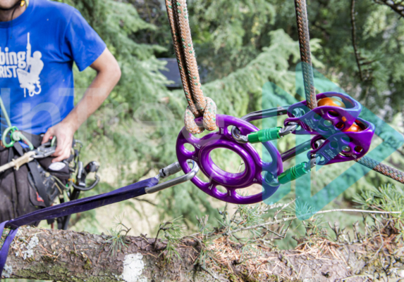 Branch rigged off on a controlled speed line rigging system using the DMM Hub