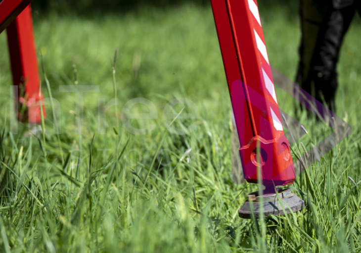 Spider lift leg in grass Spider lift leg in long green grass