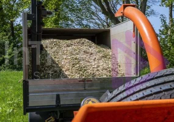 Woodchip in chip truck Wood chip in back of chip truck